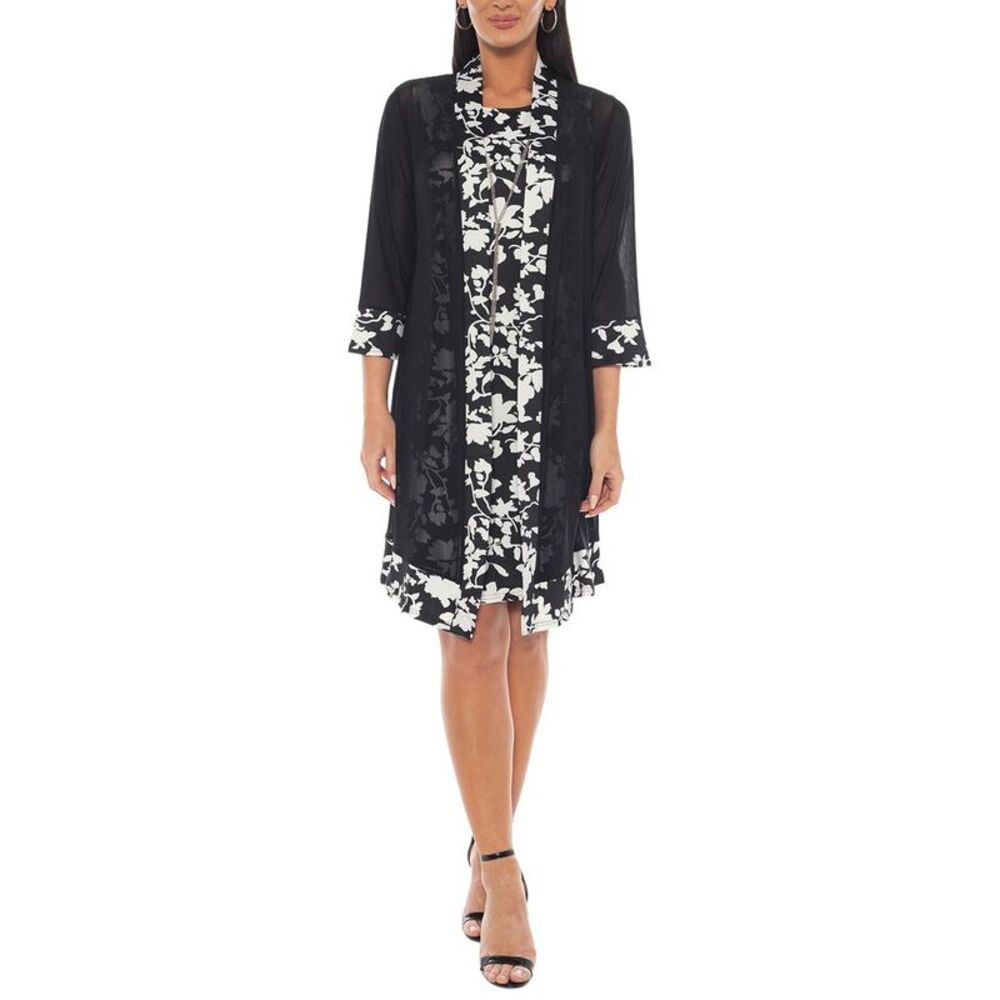 Marina Womens Printed Mini Dress, Black